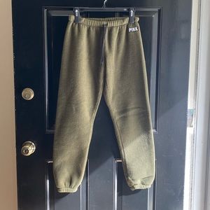 Fuzzy green sweat pants